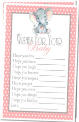 Pink Elephant Baby Wish Cards