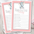 Pink Elephant Baby Wish Cards