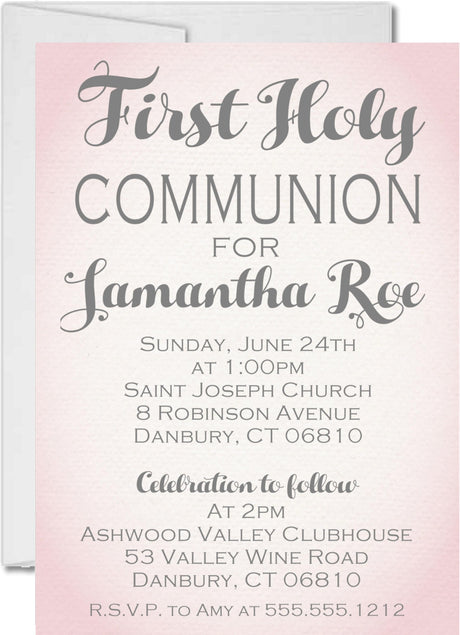 Pink First Holy Communion Invitations
