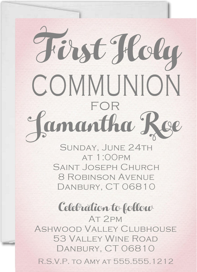 Pink First Holy Communion Invitations