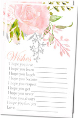 Pink Floral Baby Shower Wish Cards