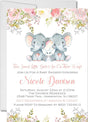 Pink Girls Twins Safari Elephant Baby Shower Invitations