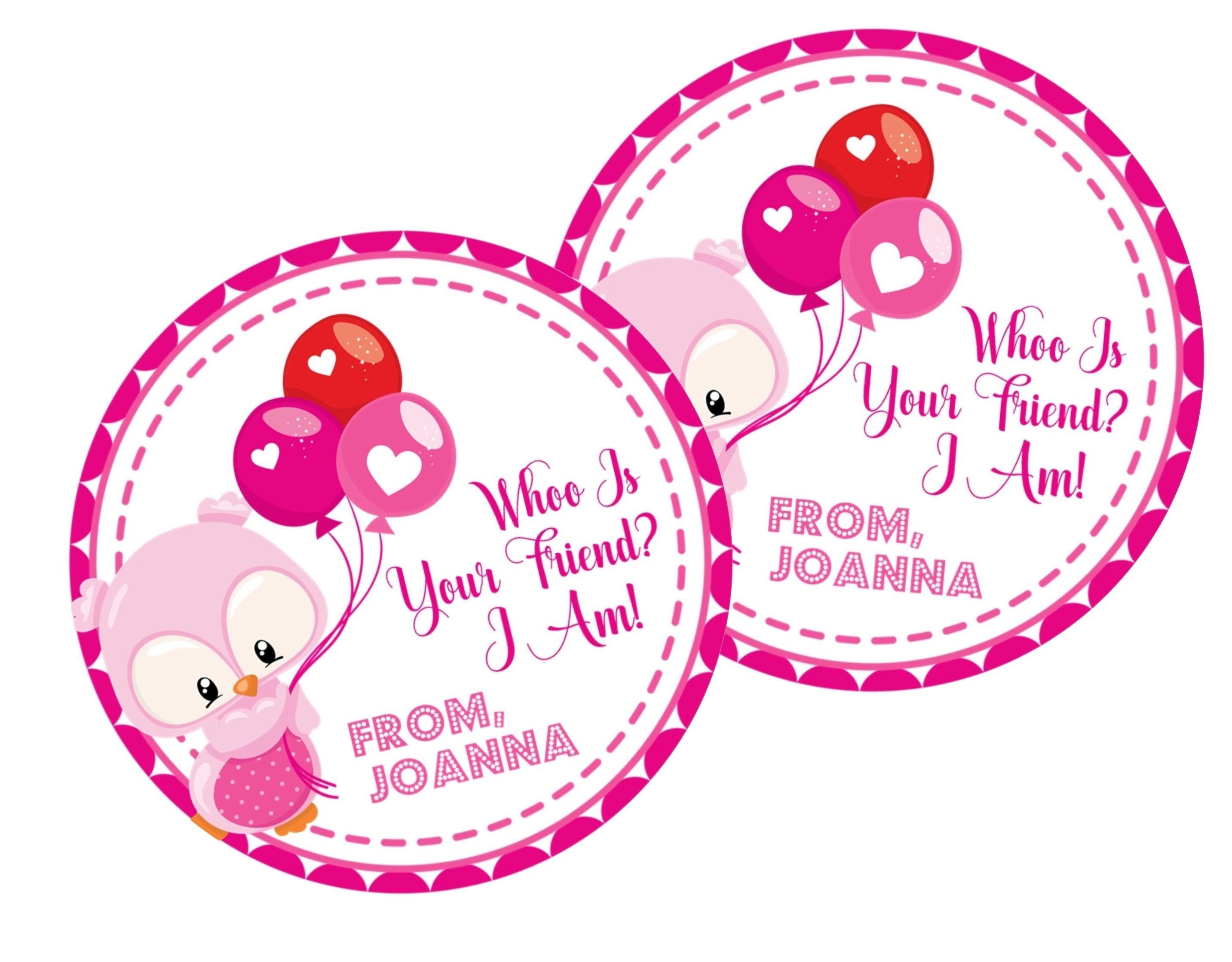 Pink Owl Valentine's Day Stickers