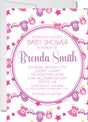 Pink & Purple Clothesline Baby Shower Invitations