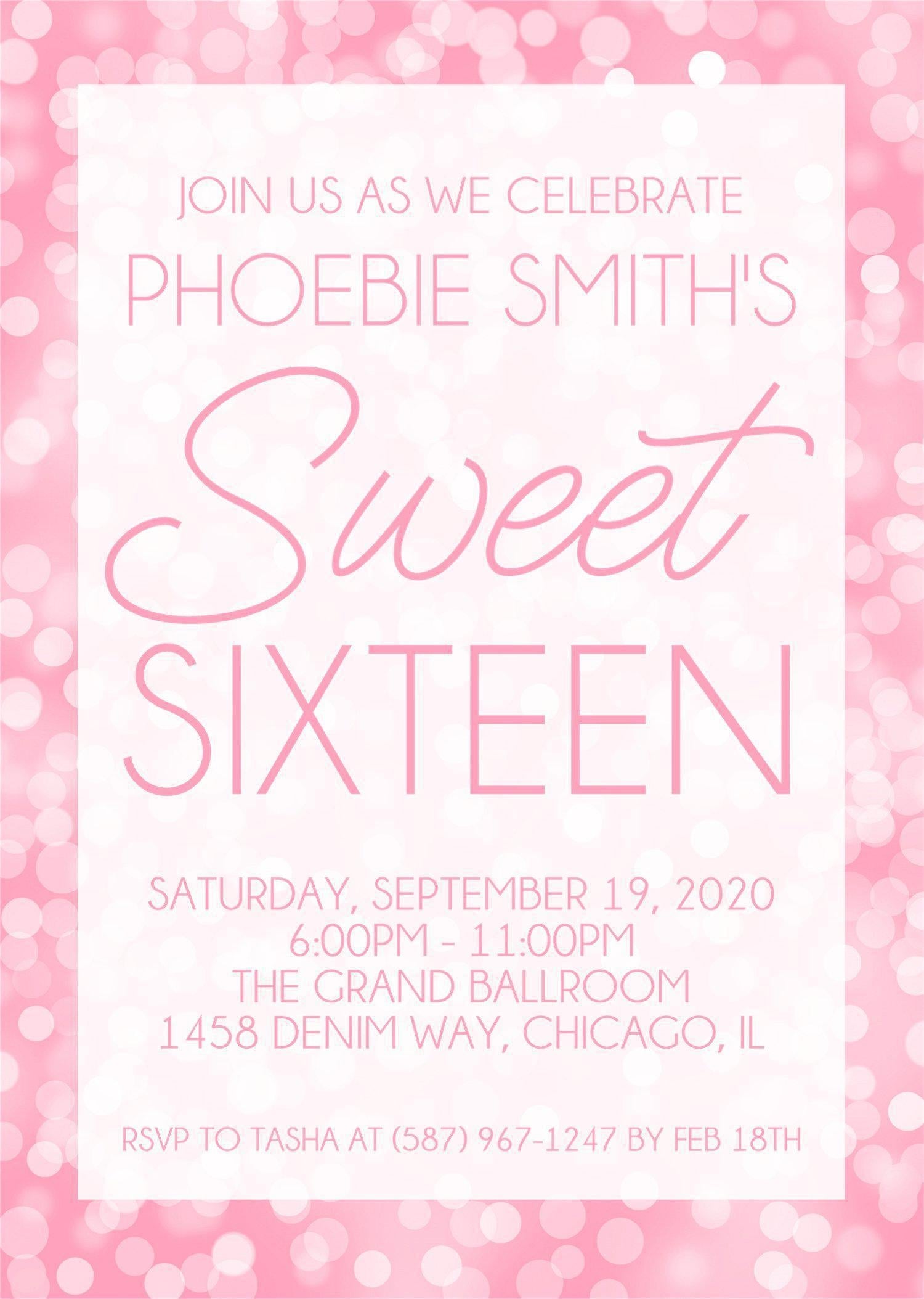 Pink Sweet 16 Party Invitations