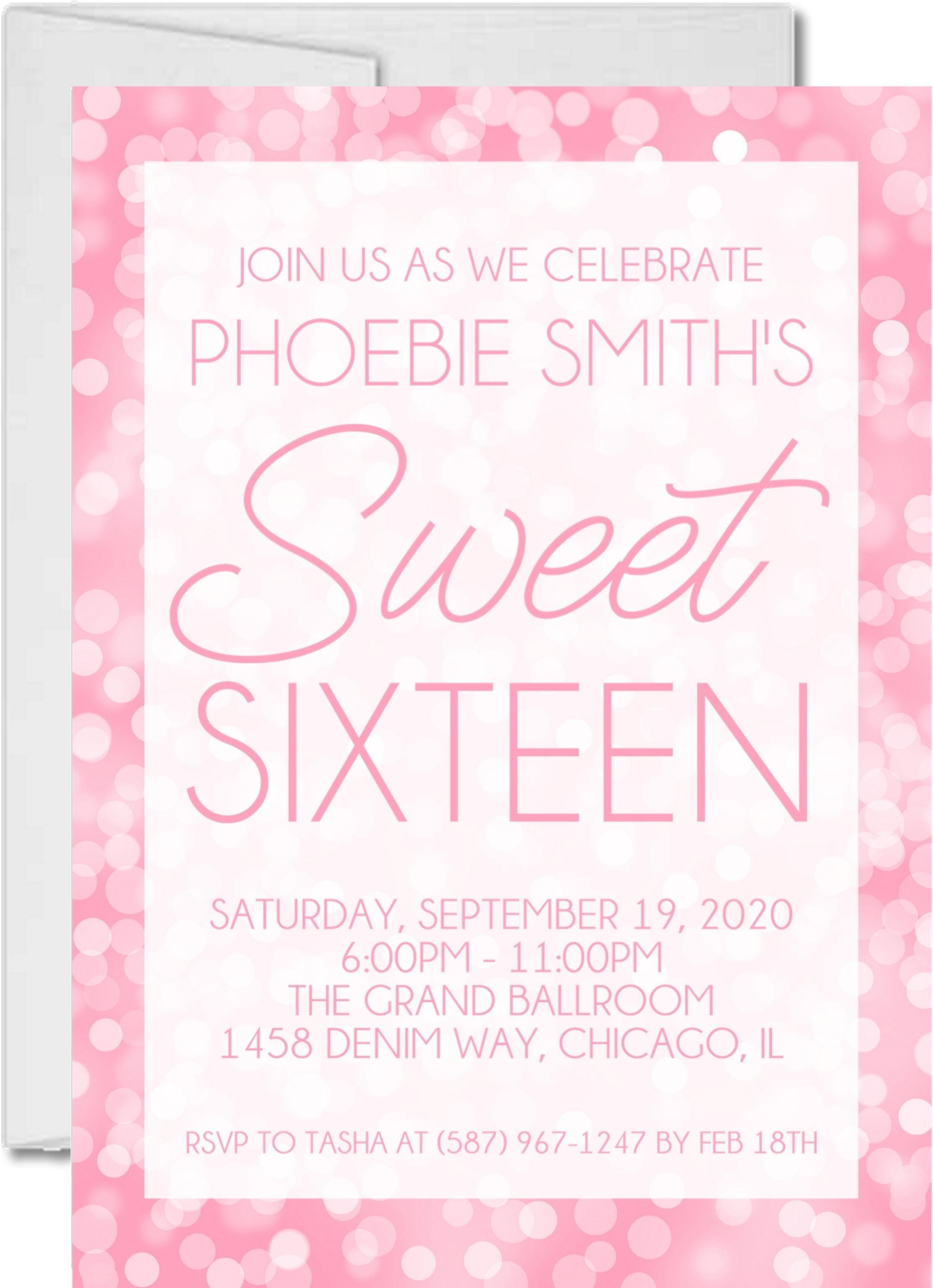 Pink Sweet 16 Party Invitations