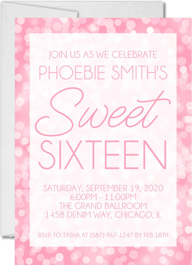 Pink Sweet 16 Party Invitations