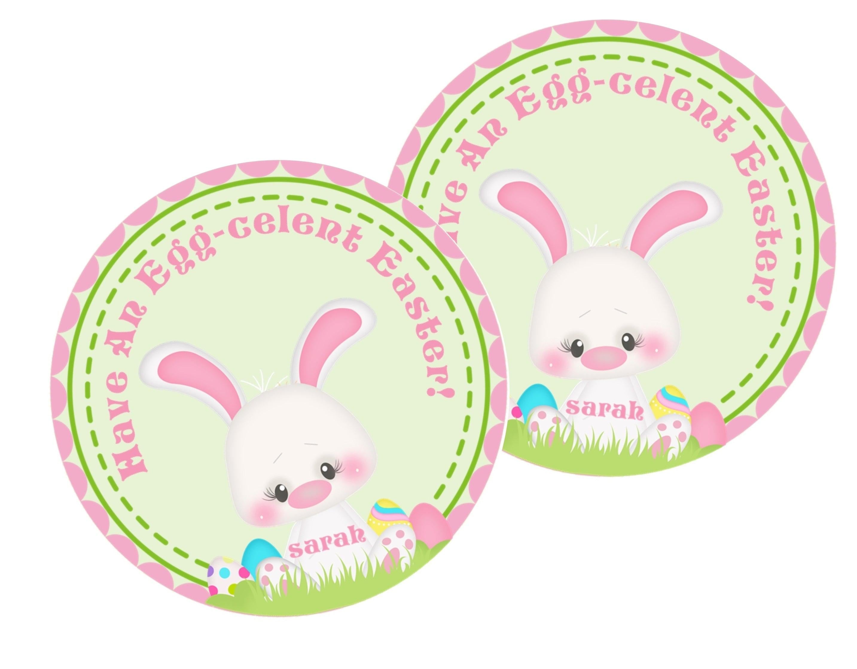 Pink and Green Easter Bunny Stickers