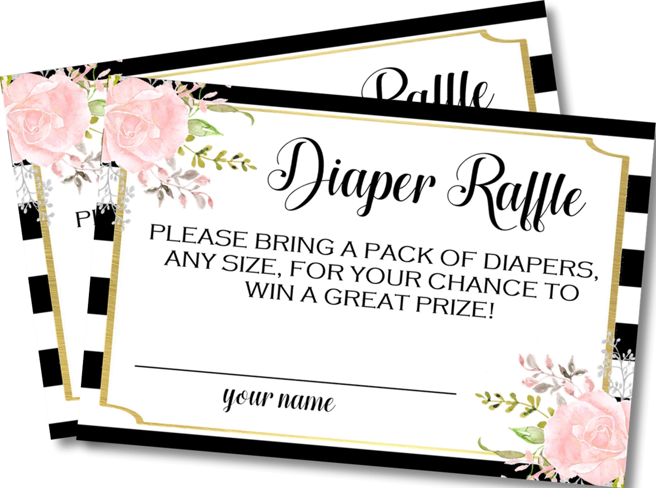 Pink, Black & White Diaper Raffle Tickets