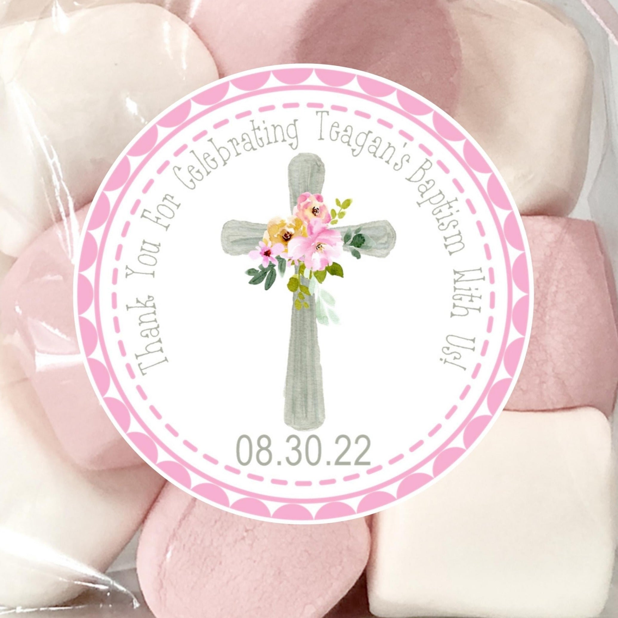 Girls Pink And Grey Baptism Stickers