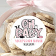 Pink Halloween Oh Baby baby shower sticker with ghost and pumpkin