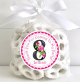 Pink and black party sticker label