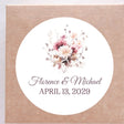 Pink and burgundy watercolor floral wedding sticker