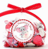 Pink and red elephant Valentine sticker for kids