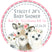 Pink arctic animals baby shower sticker with deer owl and seal design