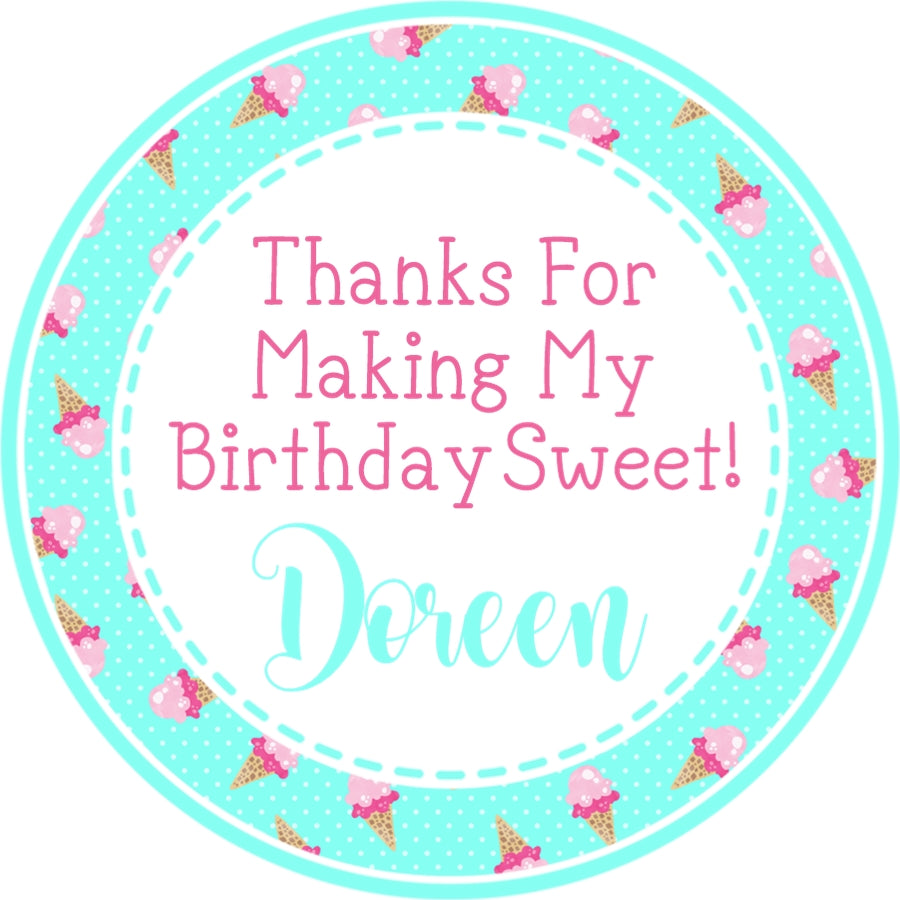 Pink blue ice cream stickers