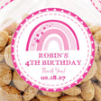 Pink boho rainbow birthday party sticker