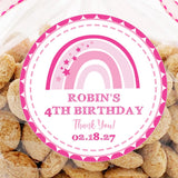 Pink boho rainbow birthday party sticker