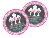 Pink candy jar Valentine sticker customized with child’s name