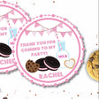 Pink cookies and milk birthday sticker with bunting