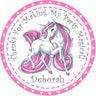 Pink fantasy unicorn birthday sticker detailed unicorn design