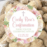 Pink floral First Holy Confirmation sticker design