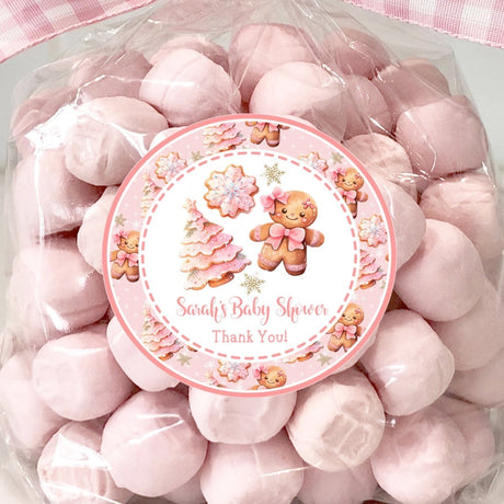 Pink gingerbread baby shower sticker