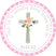 Pink grey baptism sticker label