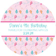 Pink kite themed birthday party sticker