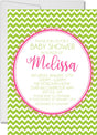 Pink lime chevron baby shower invitations colorful zig zag pattern design