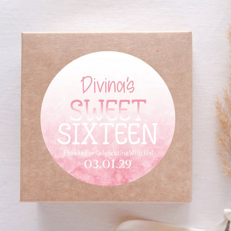 Pink ombre Sweet 16 birthday sticker