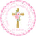 Pink peony christening sticker label