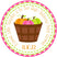 Pink pumpkin baby shower sticker with basket of pumpkins