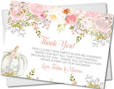 Pink pumpkin baby shower thank you cards