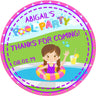 Pink purple girls pool party sticker favor