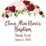Pink red baptism stickers english spanish