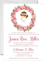 Pink rose first holy communion invitation for girls