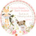 Pink safari animal baby shower stickers with floral accents