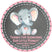 Pink safari elephant baby shower sticker