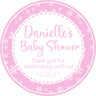 Pink snowflake baby shower stickers