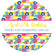 Pink yellow blue floral birthday sticker colorful flower pattern