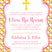 Pink yellow green religious invitation for baptism christening or confirmation