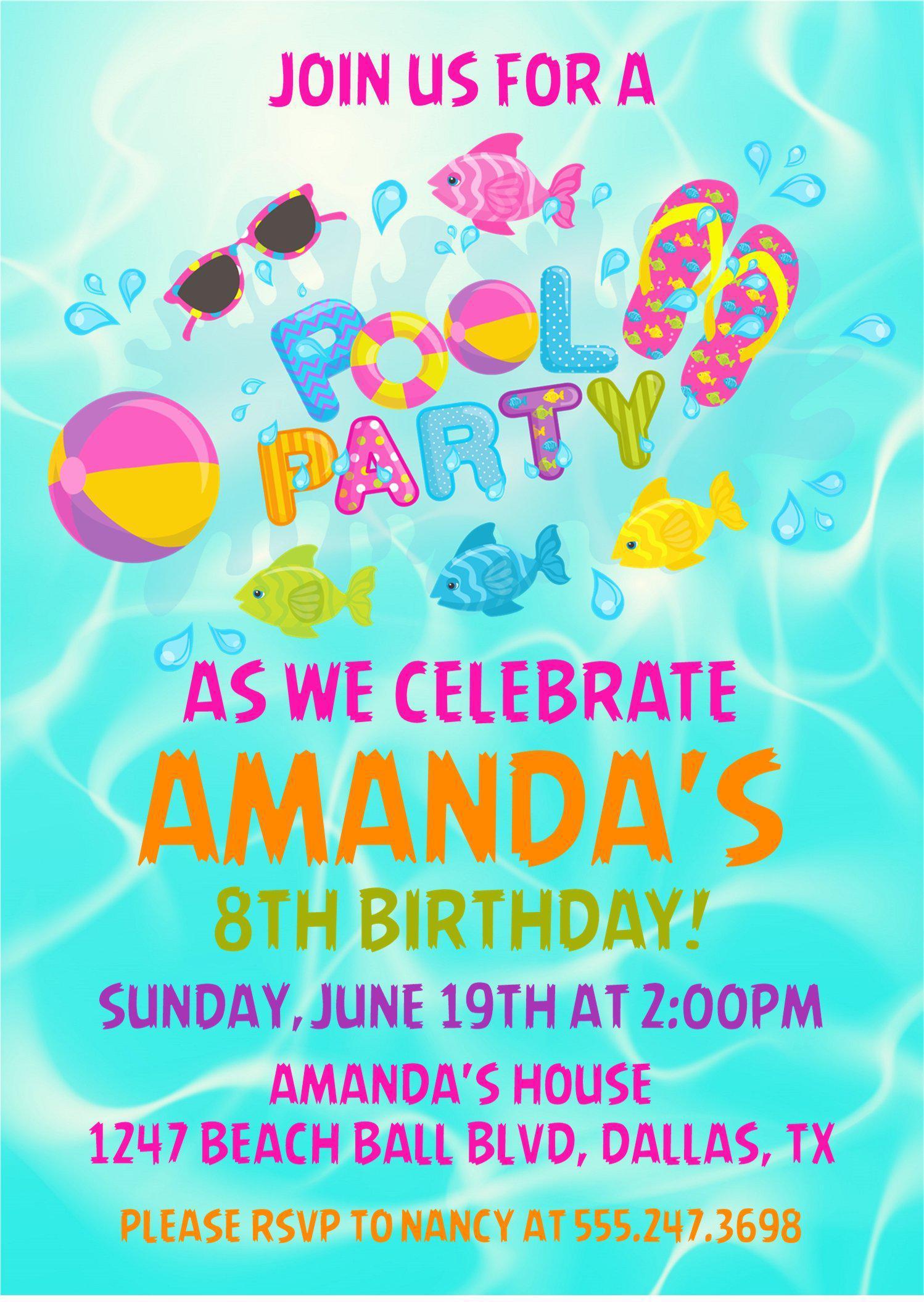 Pool Party Invitations