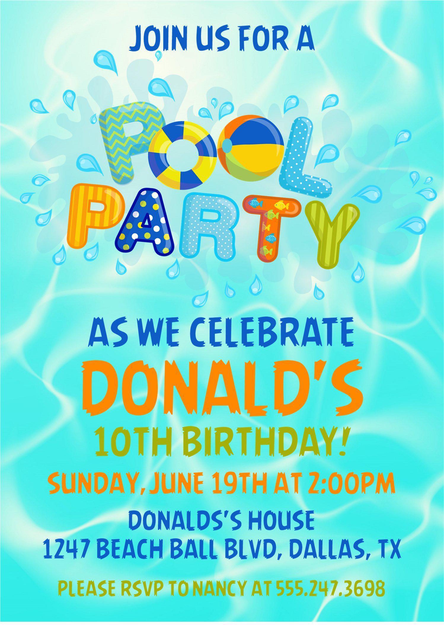 Pool Party Invitations