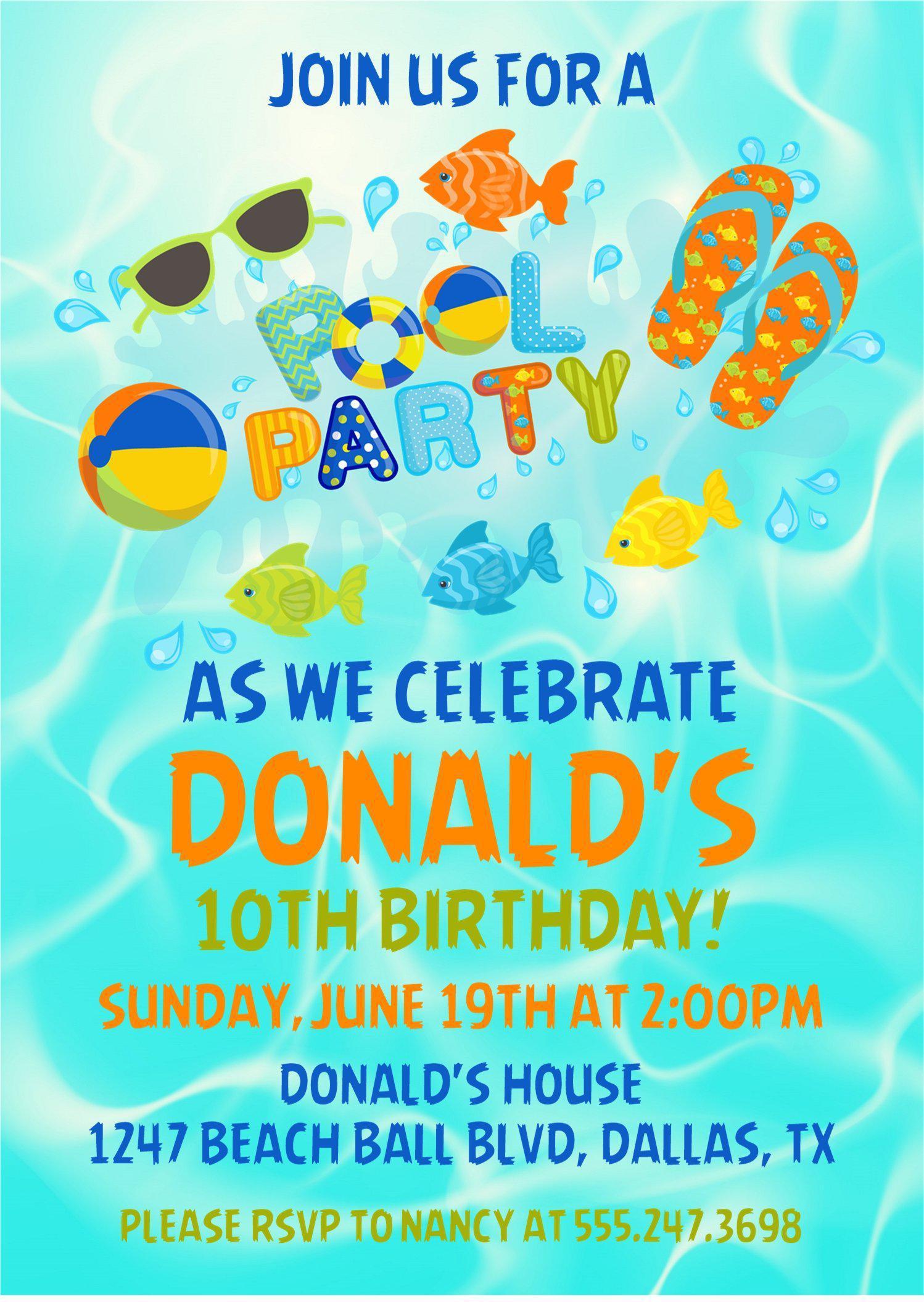 Pool Party Invitations