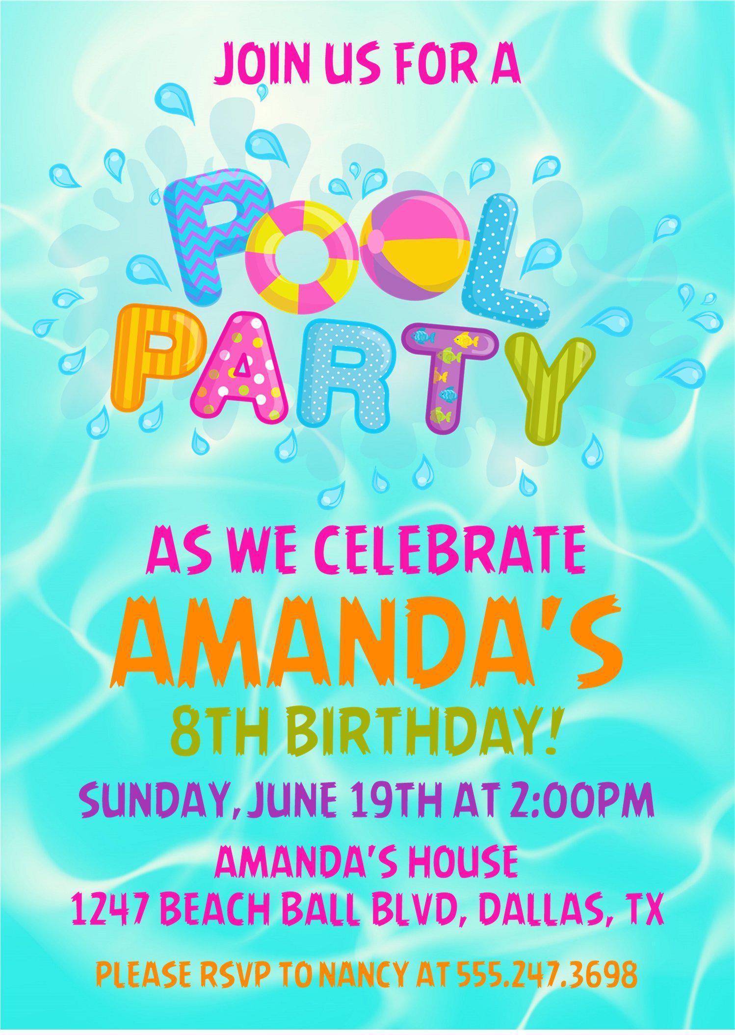 Pool Party Invitations