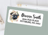 Pug dog themed personalized address label sticker