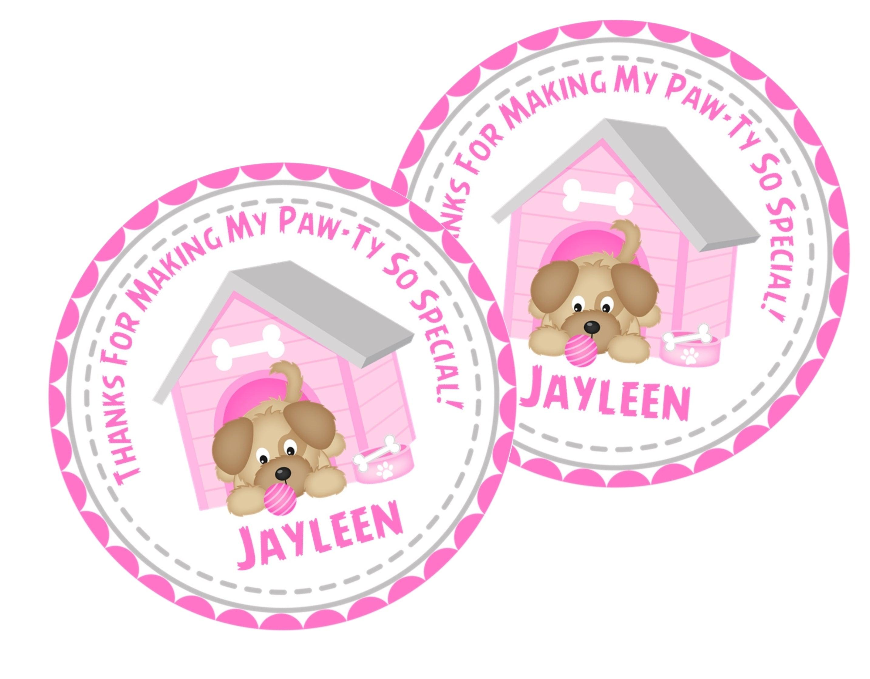 Puppy Dog Birthday Party Stickers