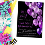 Purple And Black Balloon Quinceanera Invitations