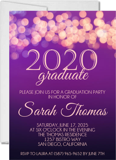 Purple And Gold Graduation Party Invitations